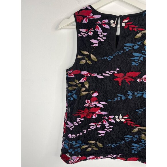 Lucky Brand Floral Embroidered Lace Tank Top XS Black Boho Festival Sleeveless - Picture 11 of 12